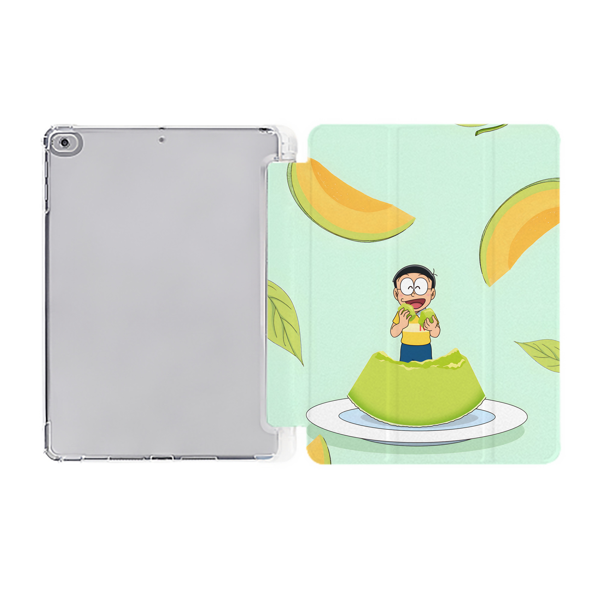 （画像用） ドラえもん Doraemon IPad ケース ペン収納付き 三つ折りスタンド PUレザー×シリコン 対応機種9.5/10.5/10.9インチ